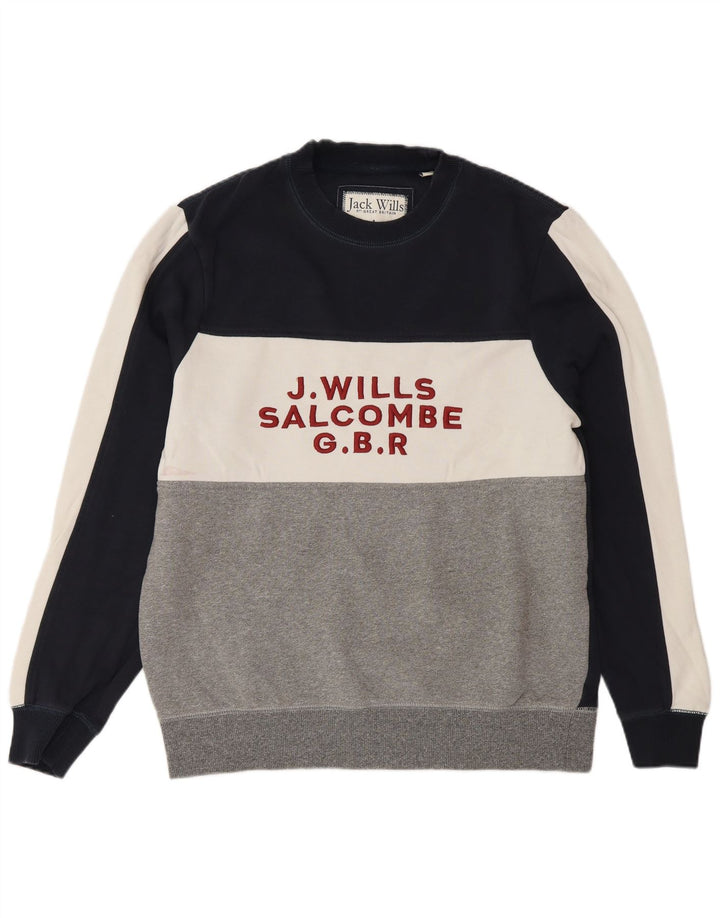 Jack Wills Herre Salcombe Sweatshirt Jumper Large Navy Blue Colourblock