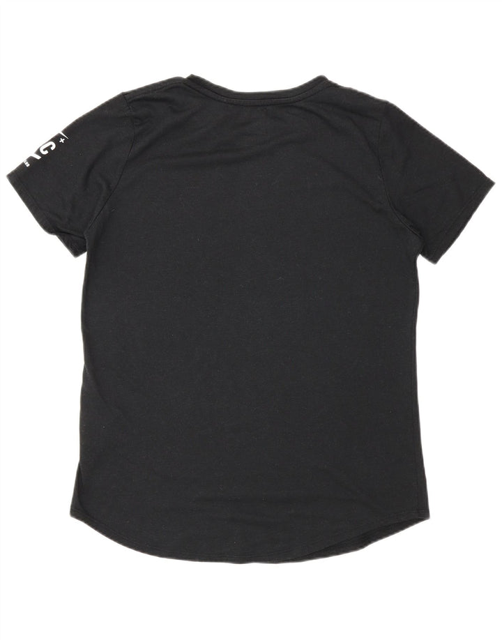 Nike Dame Dri Fit Grafisk T-Shirt Top UK 14 Medium Sort Polyester