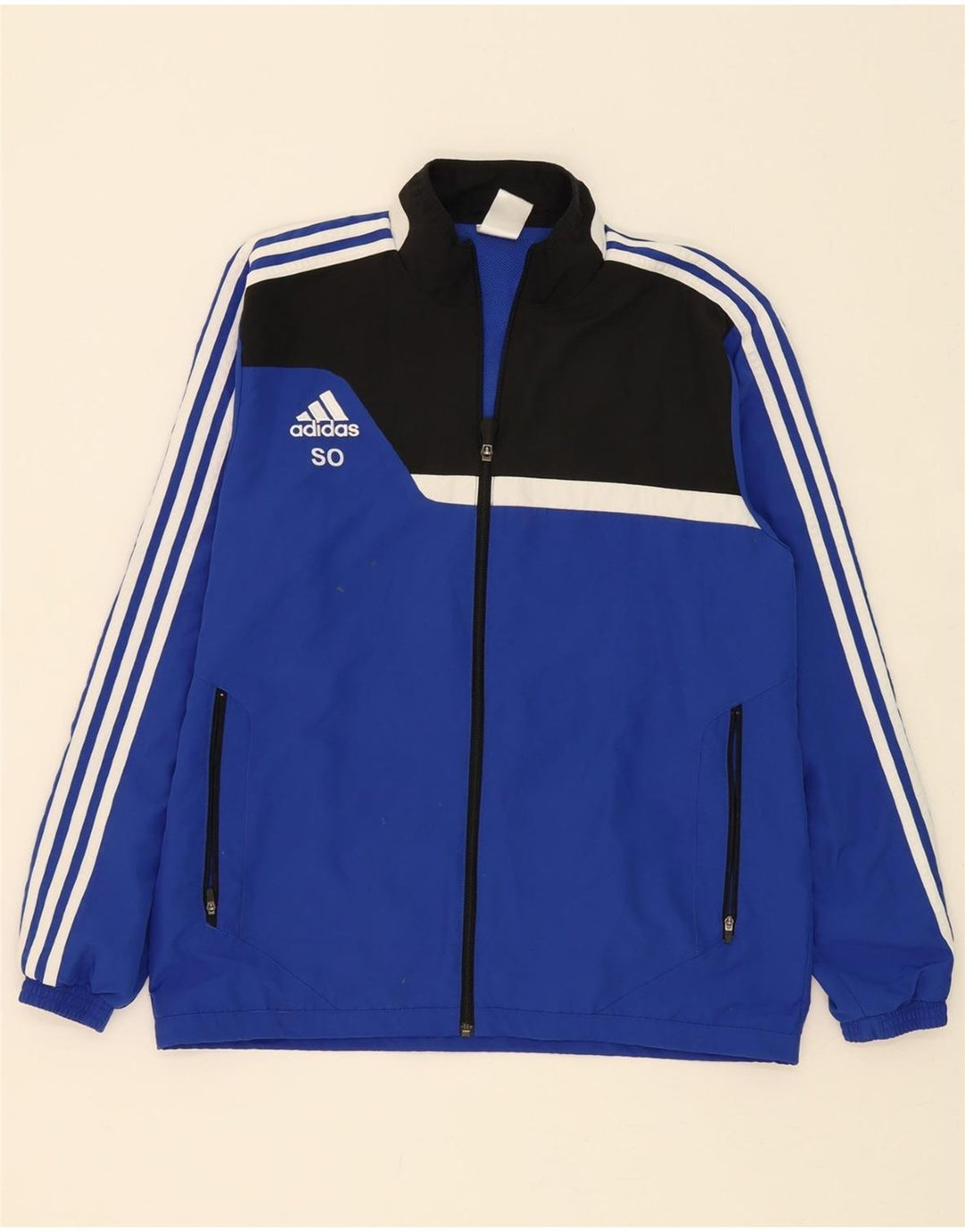 ADIDAS Mens Graphic Tracksuit Top Jacket Medium Blue Colourblock Polyester Vintage Adidas and Second-Hand Adidas from Messina Hembry 