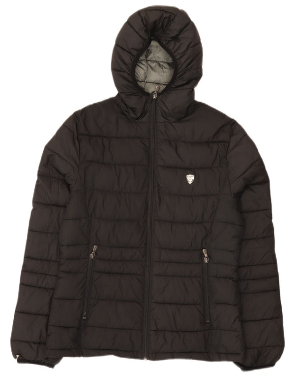 Lotto Womens Hooded Padded Jacket UK 14 Medium Black Polyester