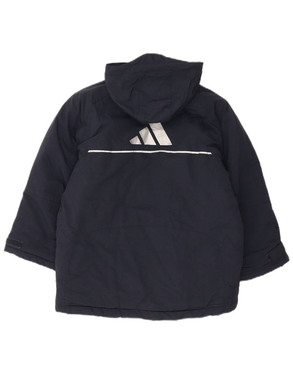 Adidas Boys Graphic Hooded Windbreaker Jacket 7-8 Years Navy Blue Nylon