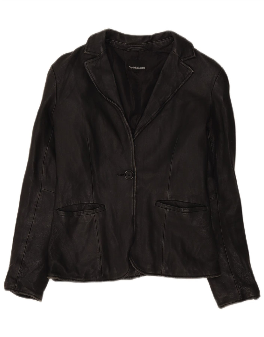 Calvin Klein Dame 1 Knap Blazer Jakke UK 12 Medium Sort Klassisk