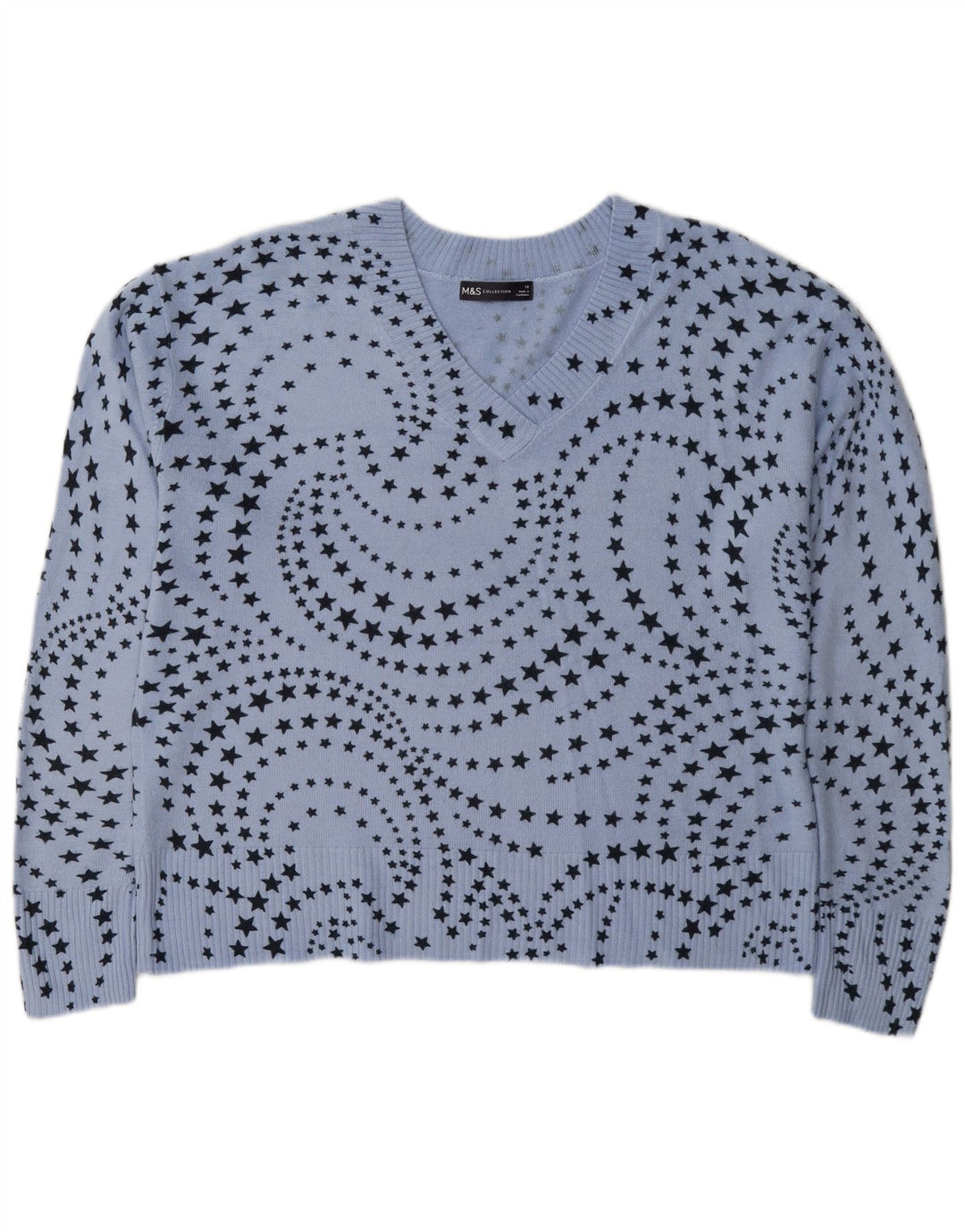 Marks & Spencer Dame V-hals sweater UK 16 Large Blue