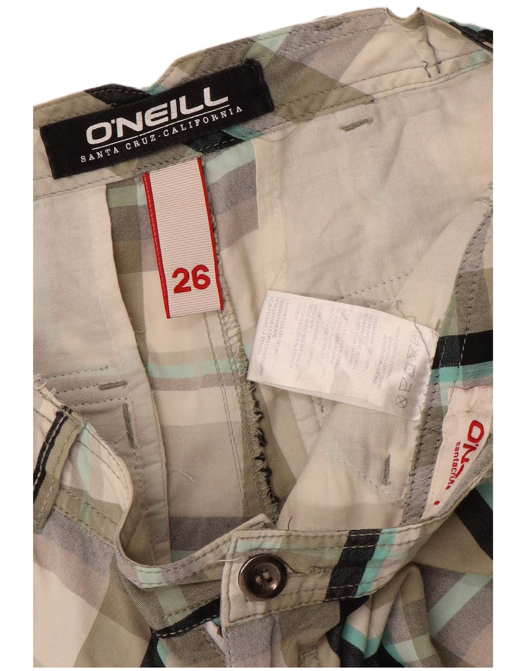 O'NEILL chinoshorts til kvinder W26, små grå ternet bomuld