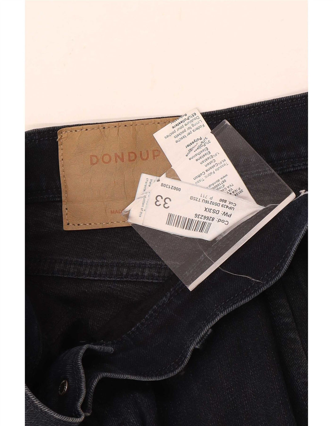 Dondup Straight Jeans til mænd W33 L34 Marineblå Bomuld