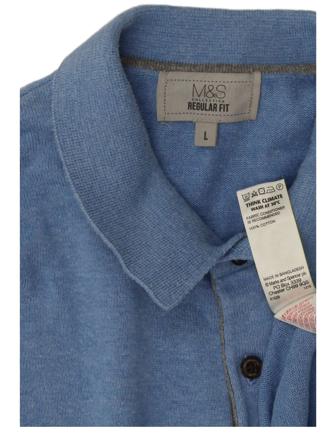 Marks & Spencer Herre Kortærmet Polo Neck Sweater Stor Blå