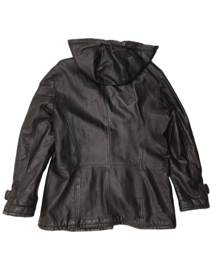 Pellitalia Dame Hætte Læderjakke UK 18 XL Sort