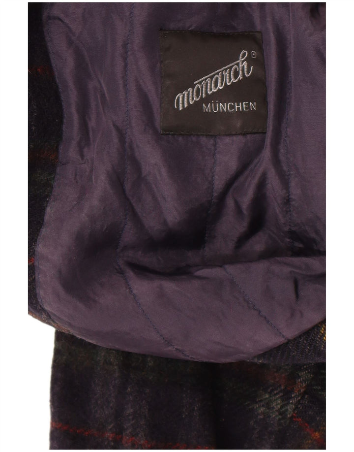 Vintage Herre Bomber Jacket UK 36 Small Navy Blue Check New Wool