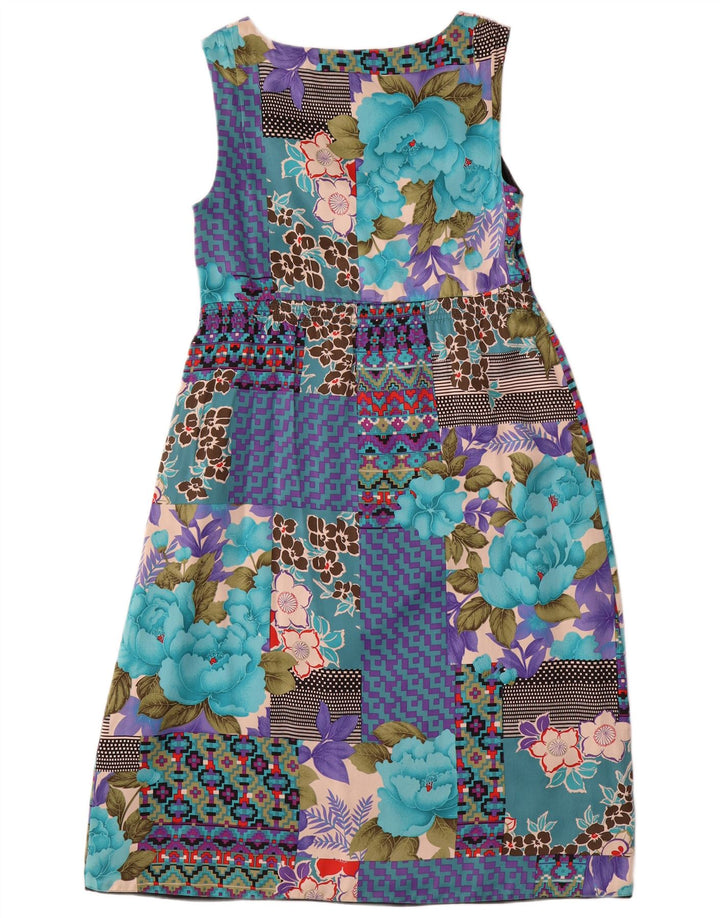 Monsoon Dame Ærmeløs Empire Kjole UK 10 Small Multicolored Patchwork