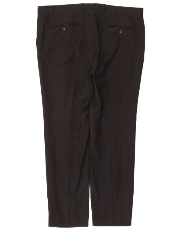 Trussardi Mens Straight Suit Trousers IT 56 3XL W46 L31 Black Polyester