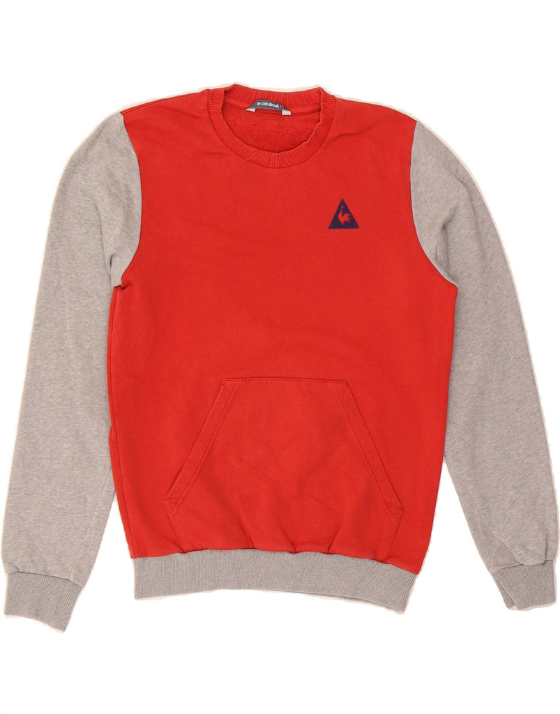 LE COQ SPORTIF Mens Sweatshirt Jumper Small Red Colourblock Cotton Vintage Le Coq Sportif and Second-Hand Le Coq Sportif from Messina Hembry 