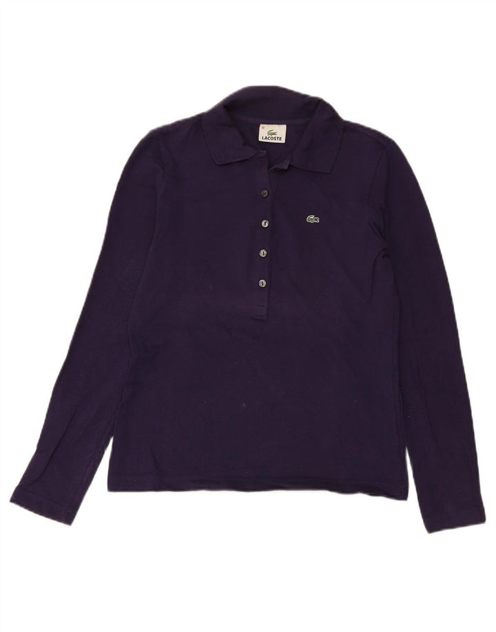 LACOSTE Womens Long Sleeve Polo Shirt Size 40 Medium Navy Blue Cotton