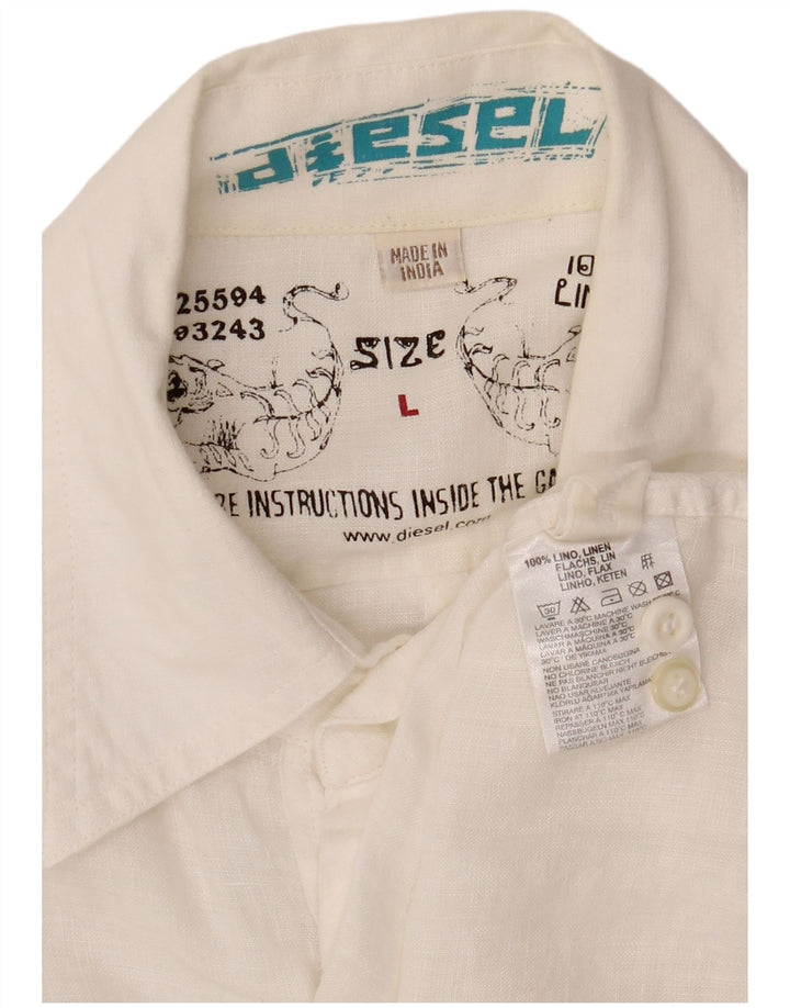 Diesel Herre grafisk skjorte stor hvid linned