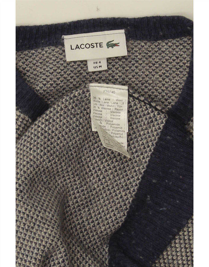 Lacoste Herre Crew Neck Jumper Sweater Størrelse 4 Medium Navy Blue Flecked Wool