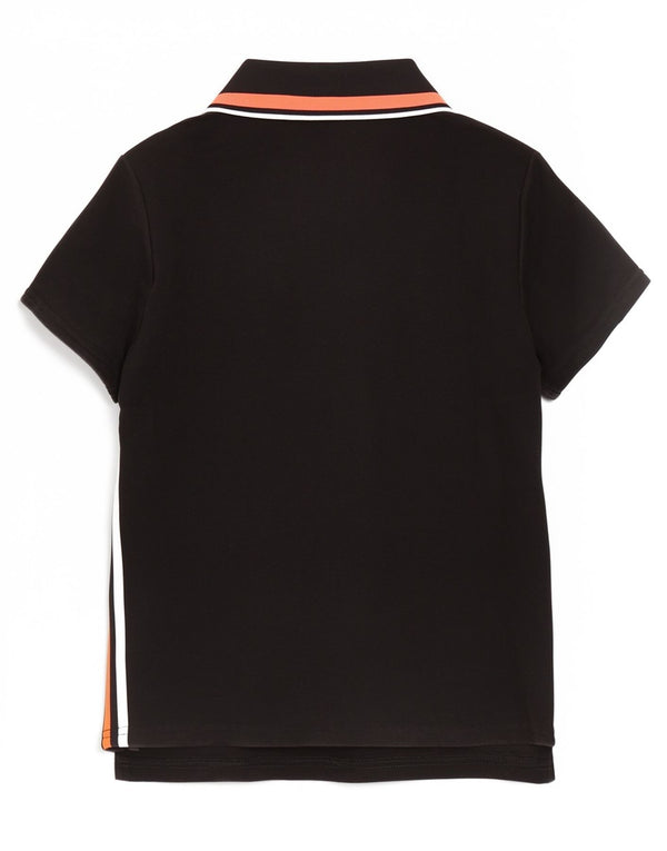 Juicy Couture Dame Polo Shirt UK 8 Lille sort stribet bomuld