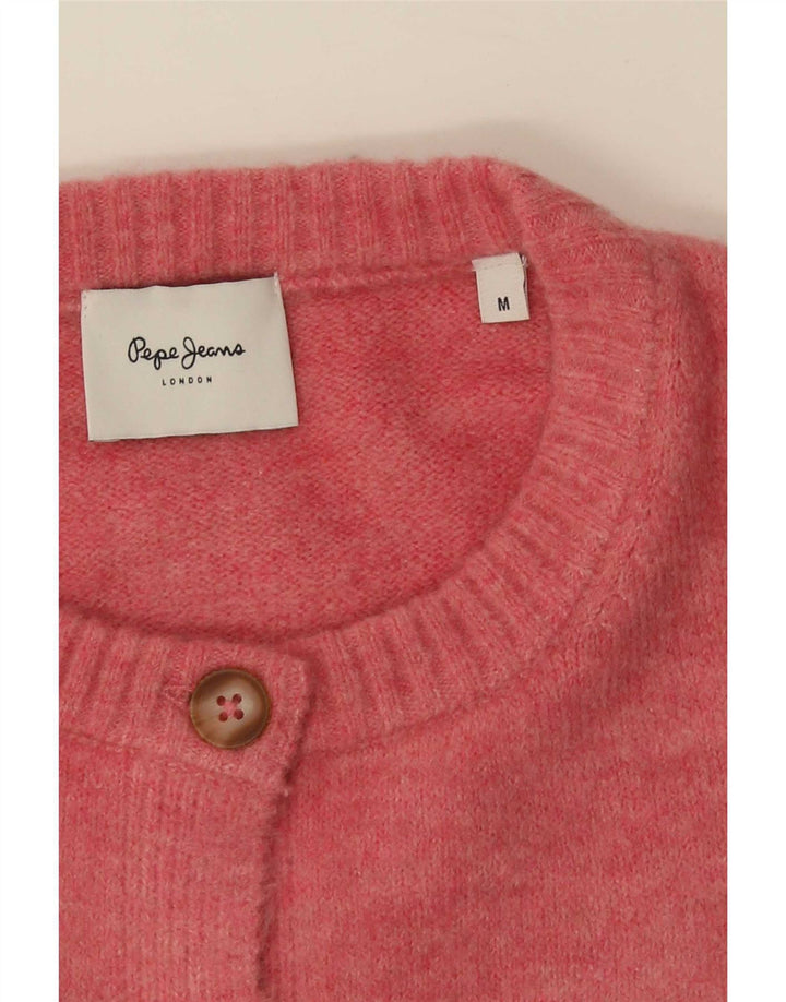 PEPE Jeans Dame Crop Cardigan Sweater UK 14 Medium Pink