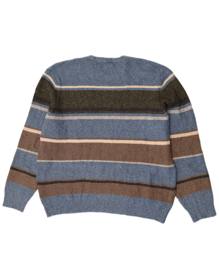 Marks & Spencer Herre sweater med rund hals 2XL blå stribet polyamid