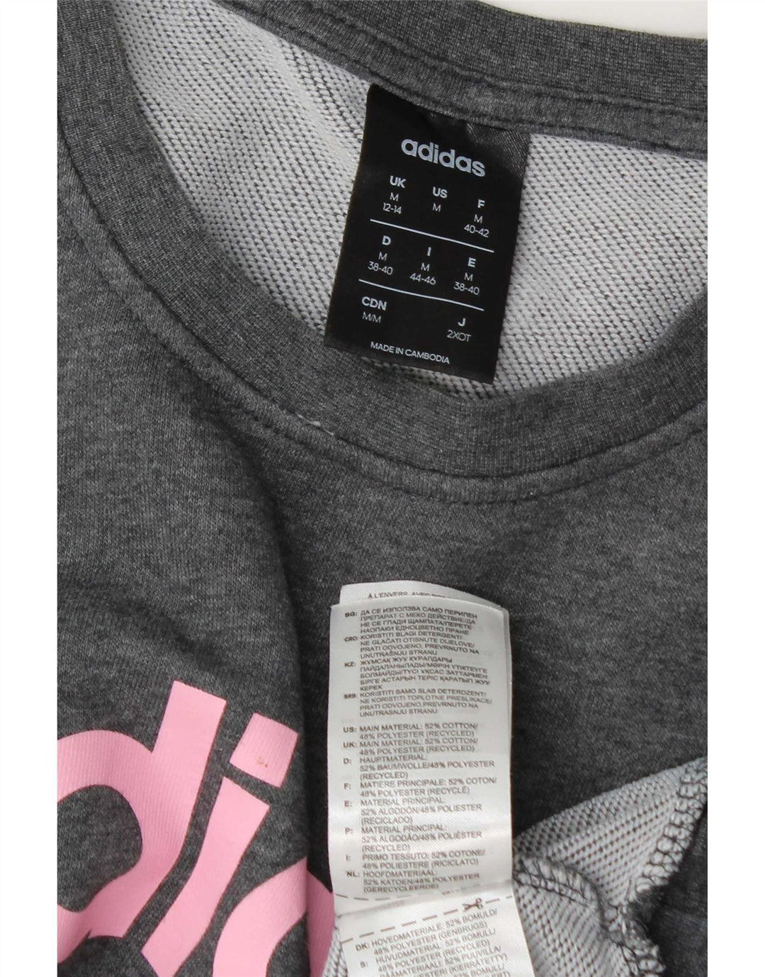 Adidas Graphic Sweatshirt Jumper UK 12/14 Medium Grey Bomuld