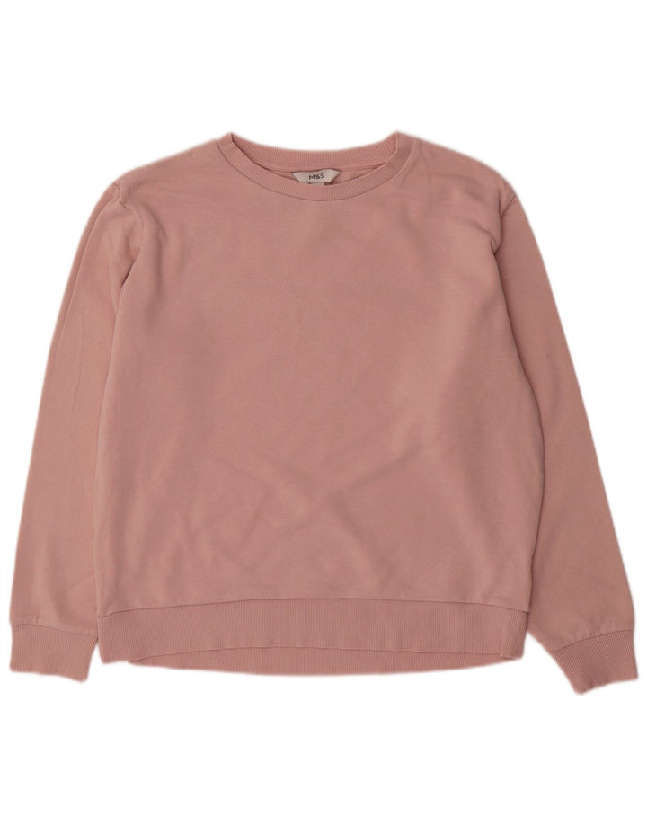 Marks & Spencer Dame Oversized Sweatshirt Jumper UK 10 Small Pink Bomuld
