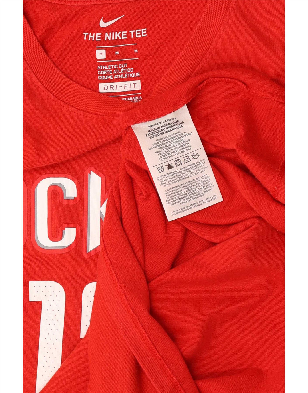 Nike Herre Houston Rockets Grafisk T-Shirt Top Medium Rød Bomuld