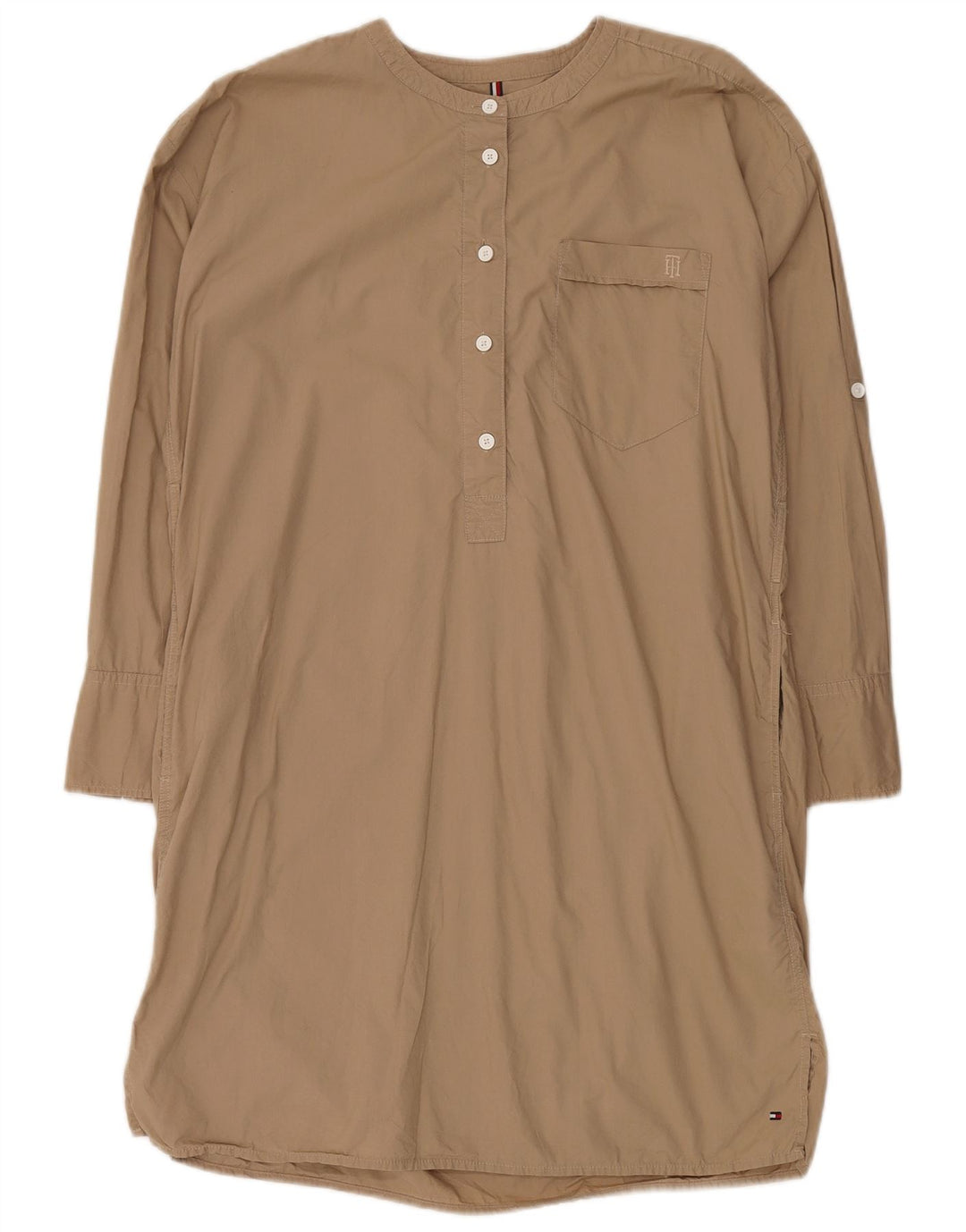 Tommy Hilfiger Kvinder Oversized Pullover Skjortekjole UK 6 XS Beige Bomuld