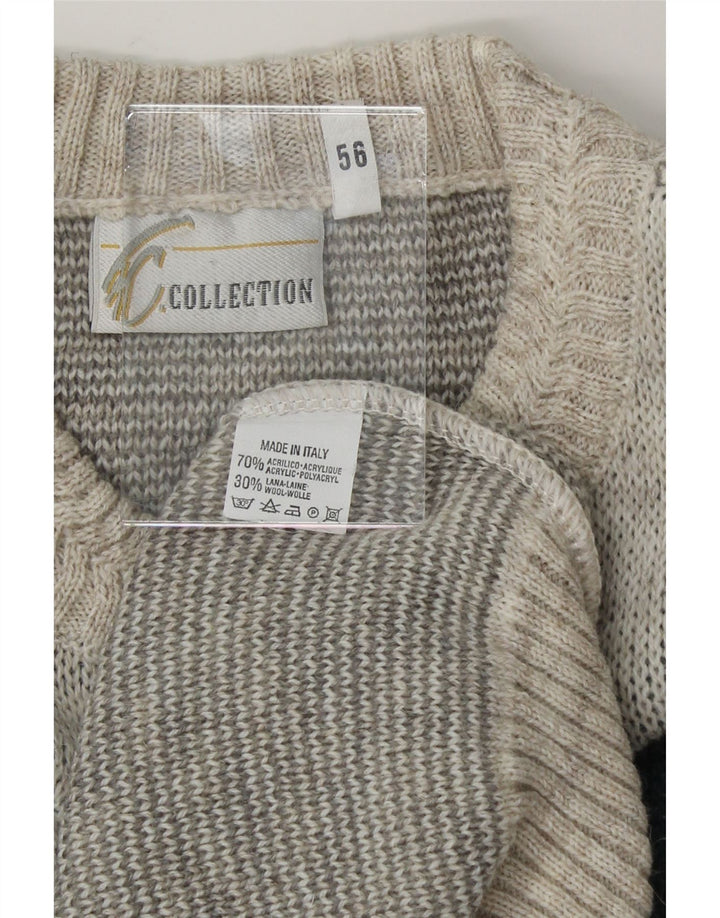 COLLECTION Mens Crew Neck Jumper Sweater IT 56 XL Grey Geometric Acrylic Vintage Collection and Second-Hand Collection from Messina Hembry 
