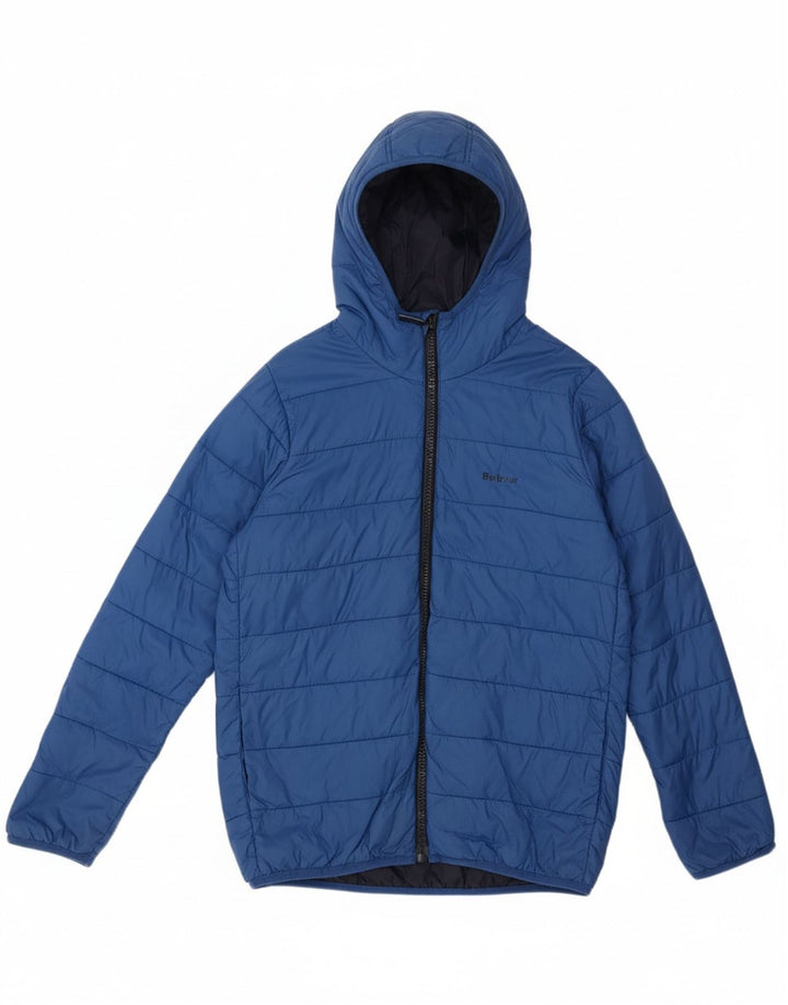 BARBOUR Boys Hooded Padded Jacket 11-12 Years Large  Blue