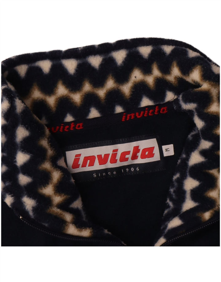 Invicta Herre lynlås-hals Fleece Jumper Medium Marineblå Geometrisk
