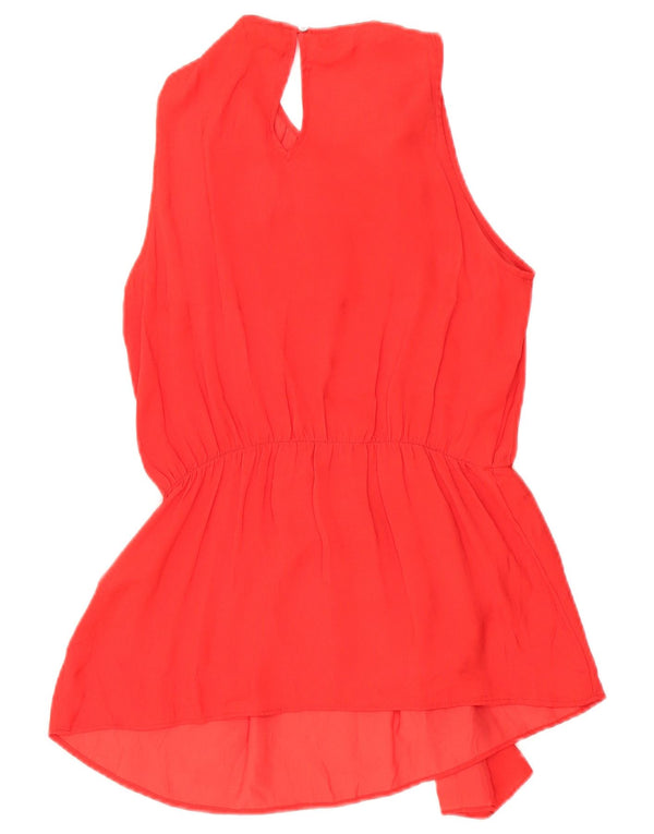 Zara Dame ærmeløs bluse Top UK 14 Medium Rød Polyester