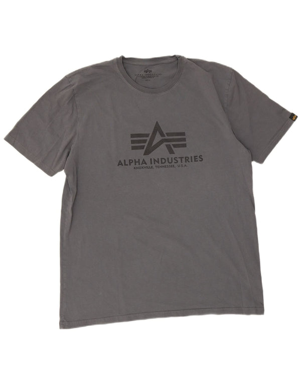 Alpha Industries Herre Grafisk T-Shirt Top 3XL Grå Bomuld
