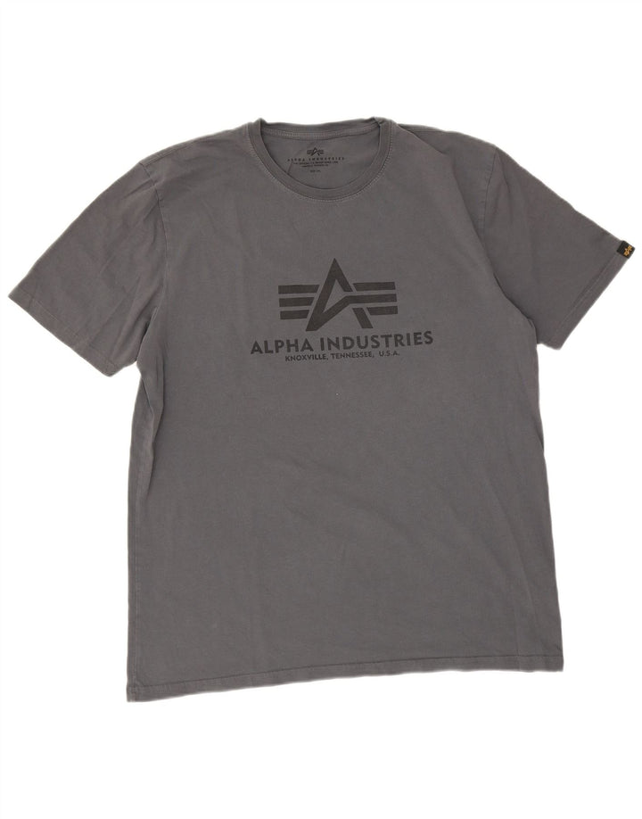 Alpha Industries Herre Grafisk T-Shirt Top 3XL Grå Bomuld