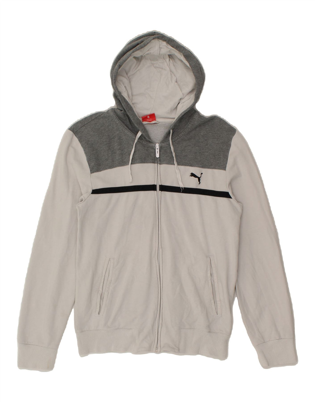 PUMA Mens Zip Hoodie Sweater Small Grey Colourblock Vintage Puma and Second-Hand Puma from Messina Hembry 