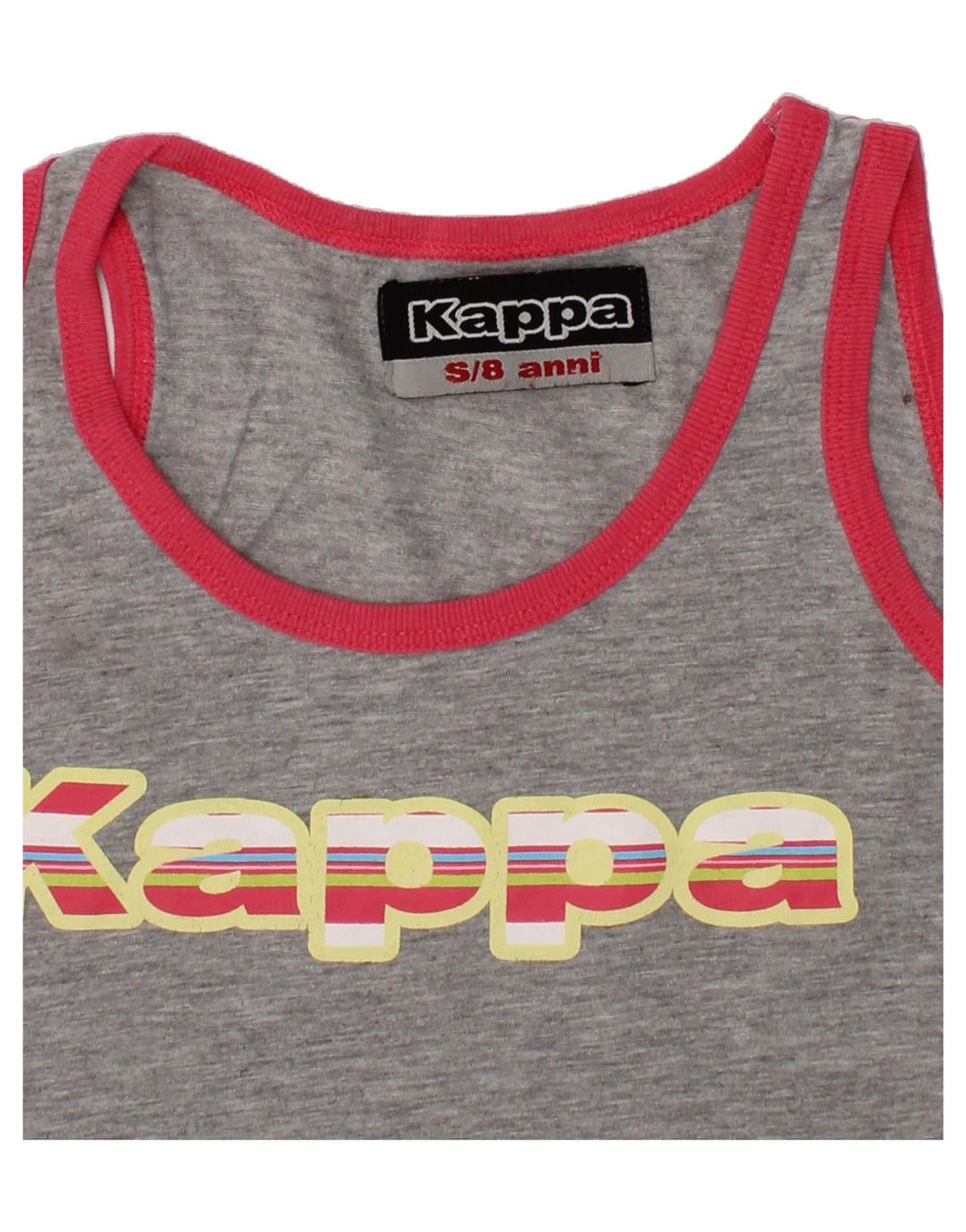 KAPPA Girls Graphic Vest Top 7-8 Years Small Grey Cotton Vintage Kappa and Second-Hand Kappa from Messina Hembry 