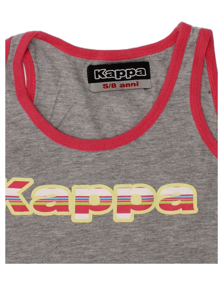 KAPPA Girls Graphic Vest Top 7-8 Years Small Grey Cotton Vintage Kappa and Second-Hand Kappa from Messina Hembry 