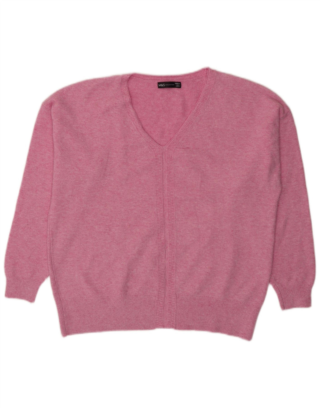 Marks & Spencer Dame Oversized V-hals sweater UK 14 Medium Pink