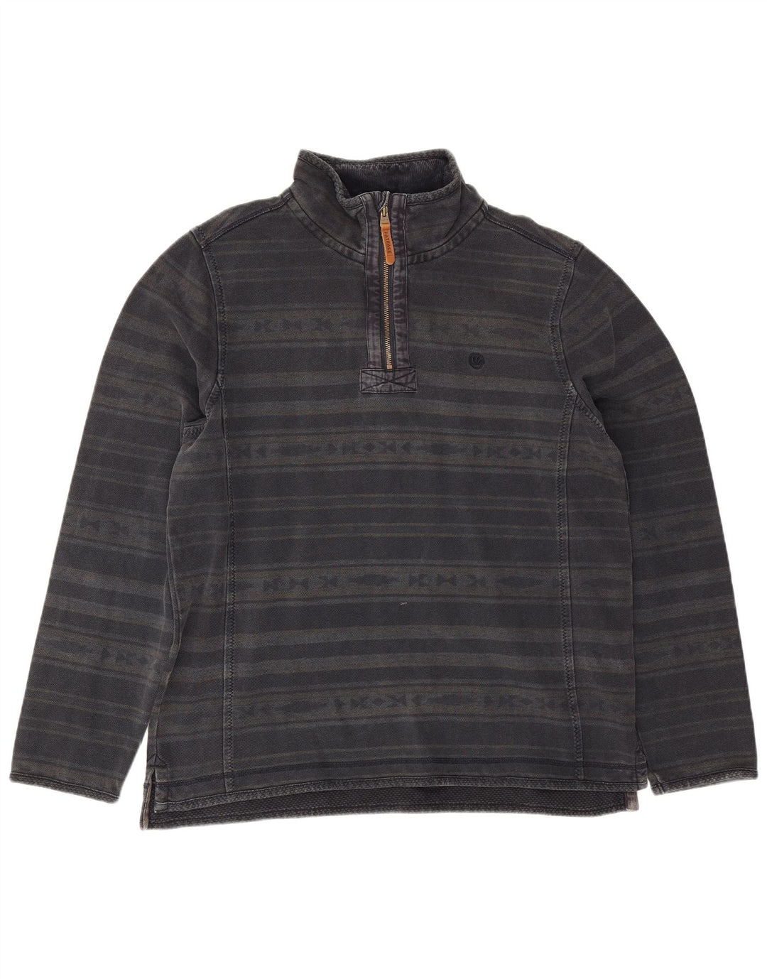 Fedt ansigt herre lynlås-hals sweatshirt jumper stor sort stribet bomuld