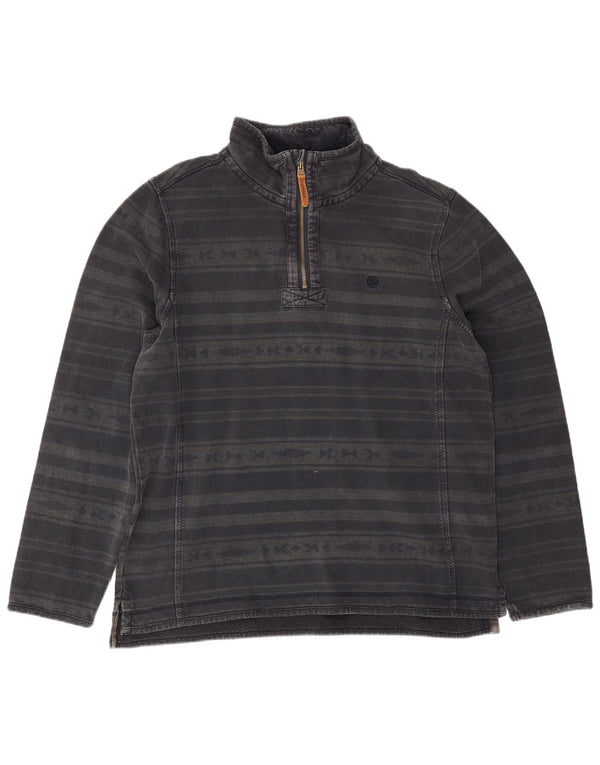 Fedt ansigt herre lynlås-hals sweatshirt jumper stor sort stribet bomuld