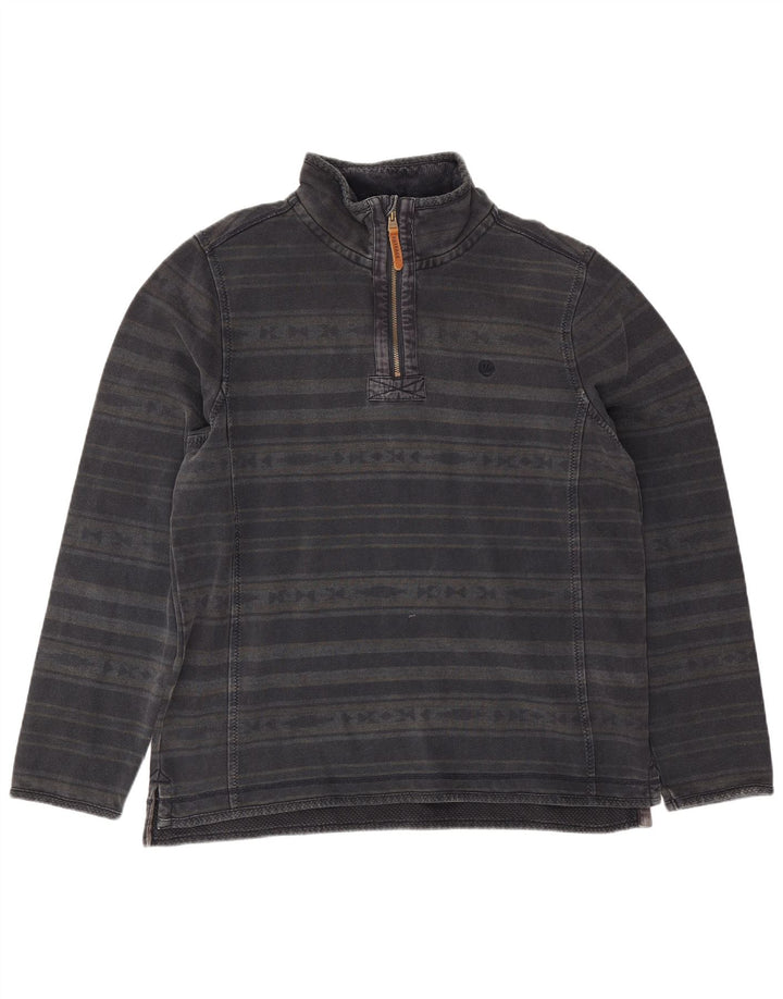 Fedt ansigt herre lynlås-hals sweatshirt jumper stor sort stribet bomuld