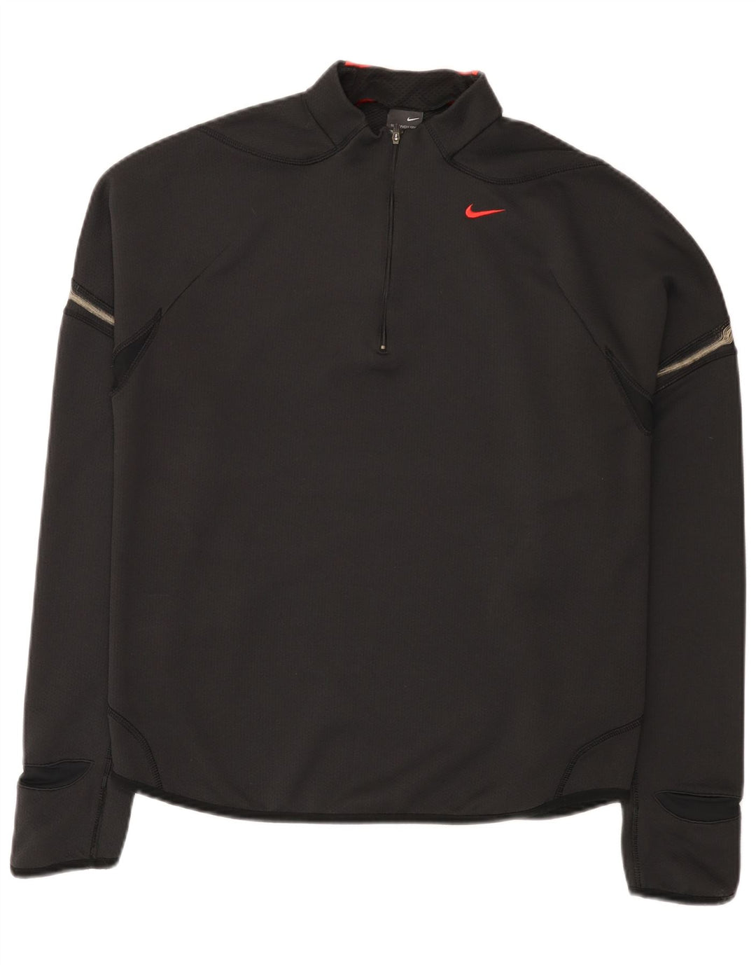 Nike herre lynlås-hals top langærmet UK 42/44 stor sort polyester