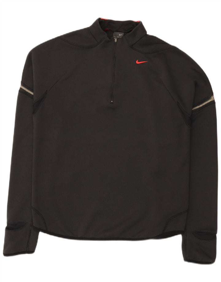 Nike herre lynlås-hals top langærmet UK 42/44 stor sort polyester