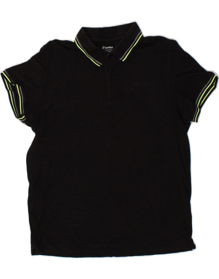 LOTTO Mens Polo Shirt XL Black Vintage Lotto and Second-Hand Lotto from Messina Hembry 