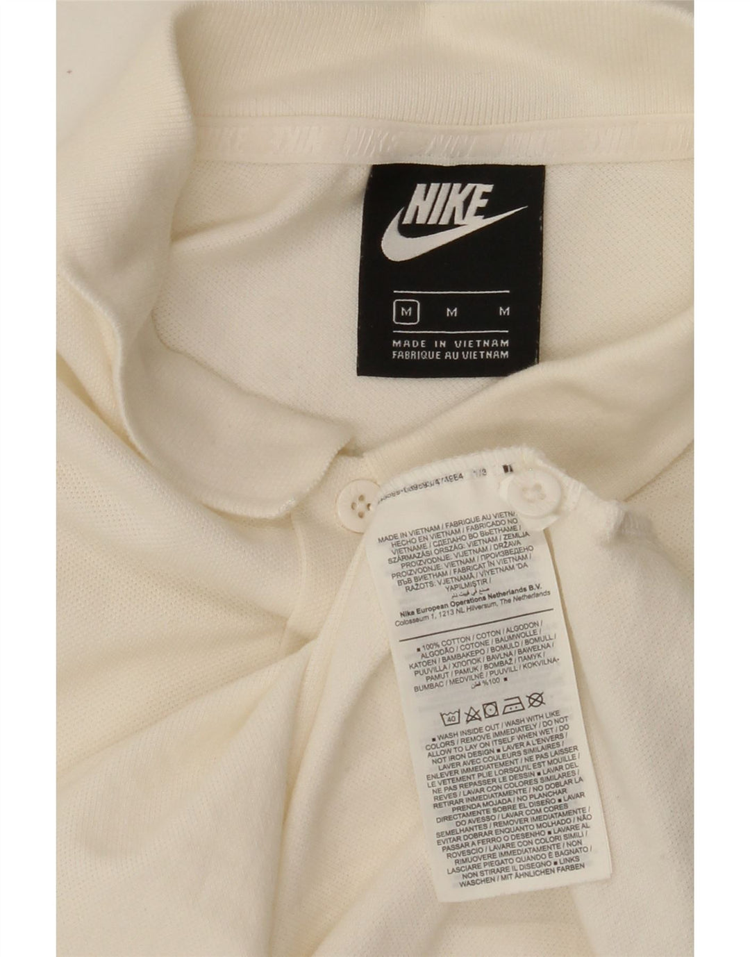 NIKE Mens Polo Shirt Medium Off White Cotton Vintage Nike and Second-Hand Nike from Messina Hembry 