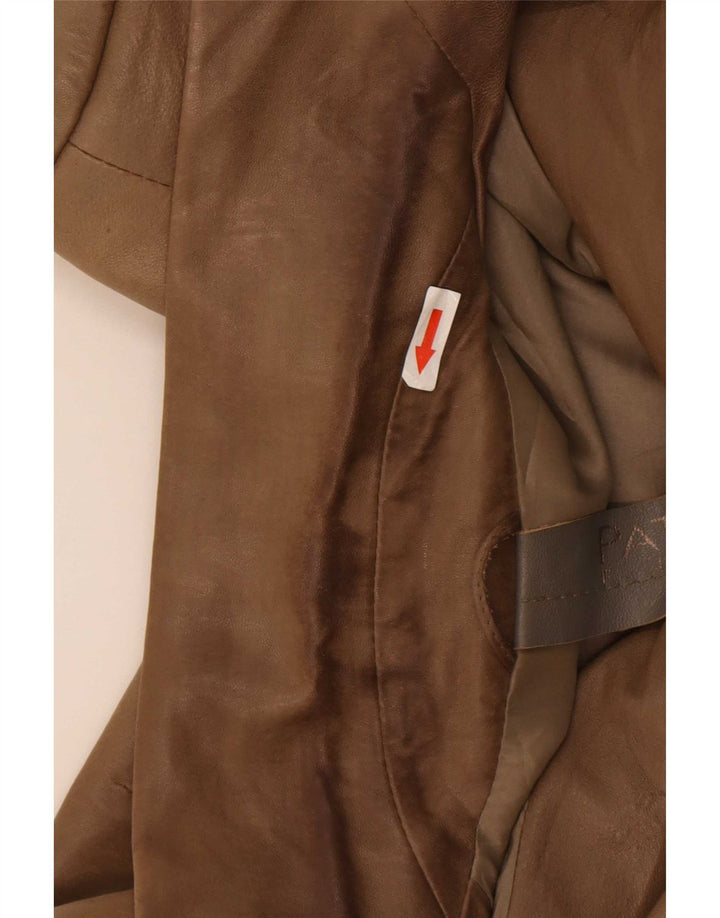 Patrizia Pepe Dame 2 Knaps Læder Blazer Jakke IT 44 Medium Brun