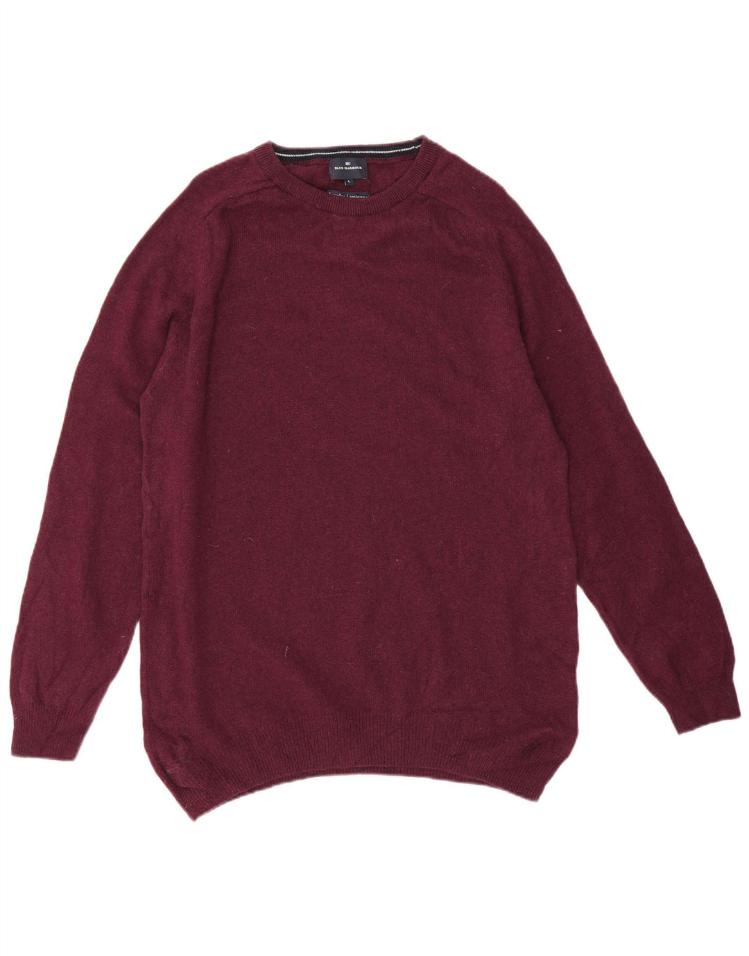 Marks & Spencer Herre Blue Harbor Crew Neck Jumper Sweater Large Burgundy