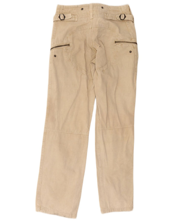 Vintage Mens Straight Cargo Trousers IT 44 XS W30 L31 Beige Cotton