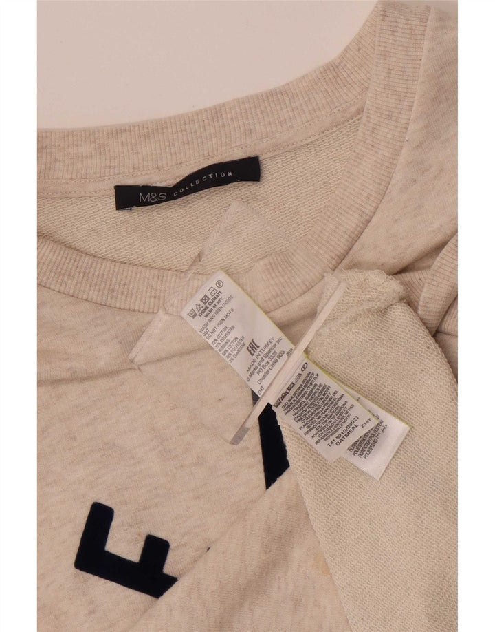 Marks & Spencer Dame Grafisk Sweatshirt Jumper UK 12 Medium Beige Floral