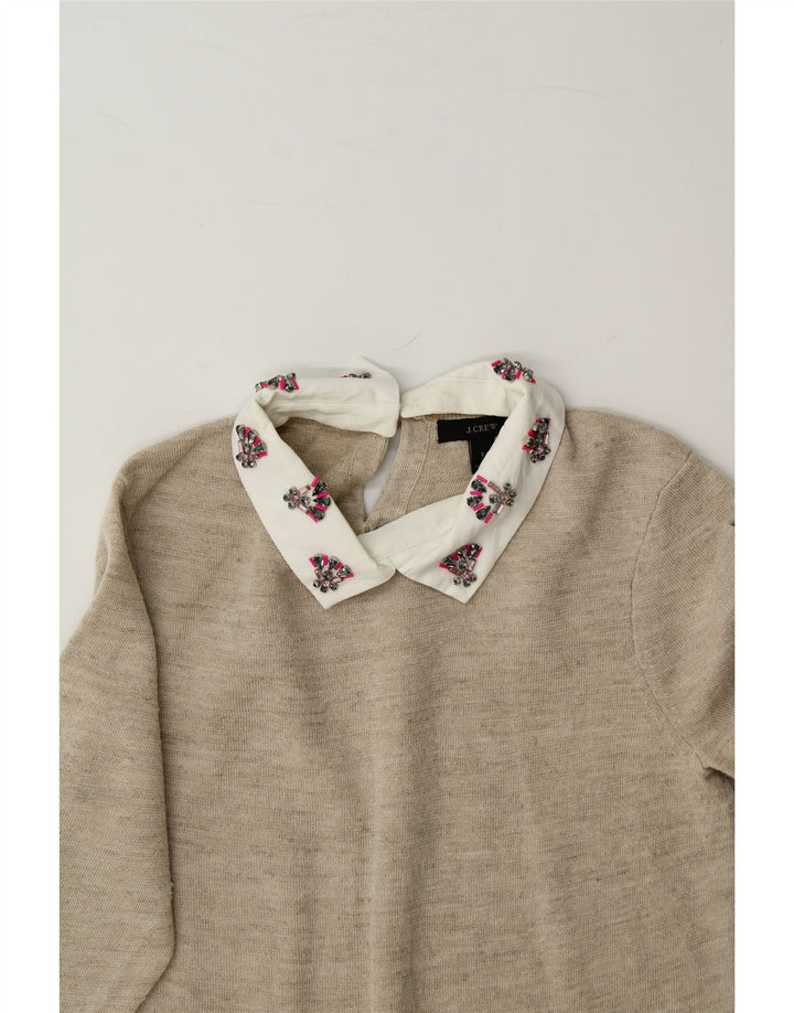 J. CREW Womens Polo Neck Jumper Sweater UK 10 Small Beige Polyester Vintage J. Crew and Second-Hand J. Crew from Messina Hembry 