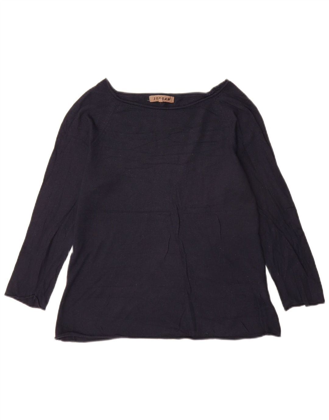 Jigsaw Dame Top 3/4 ærmet UK 12 Medium Navy Blue Viscose