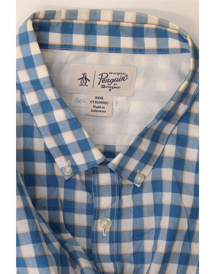 Penguin Herre kortærmet skjorte 3XL Blå Gingham