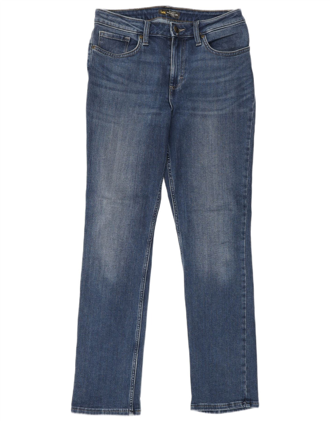 LEE Dame Mid Rise Regular Fit Straight Jeans W29 L31 Blå Bomuld